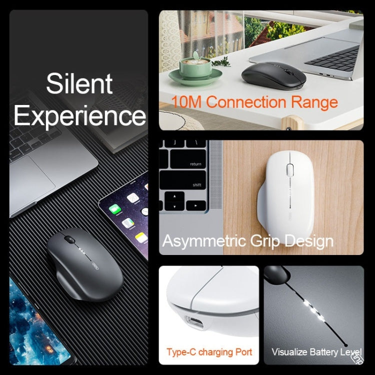 Inphic M1 2nd Generation Wireless Mice Rechargeable Mute Business Office Home Laptop Mouse, Color: Tri-mode White