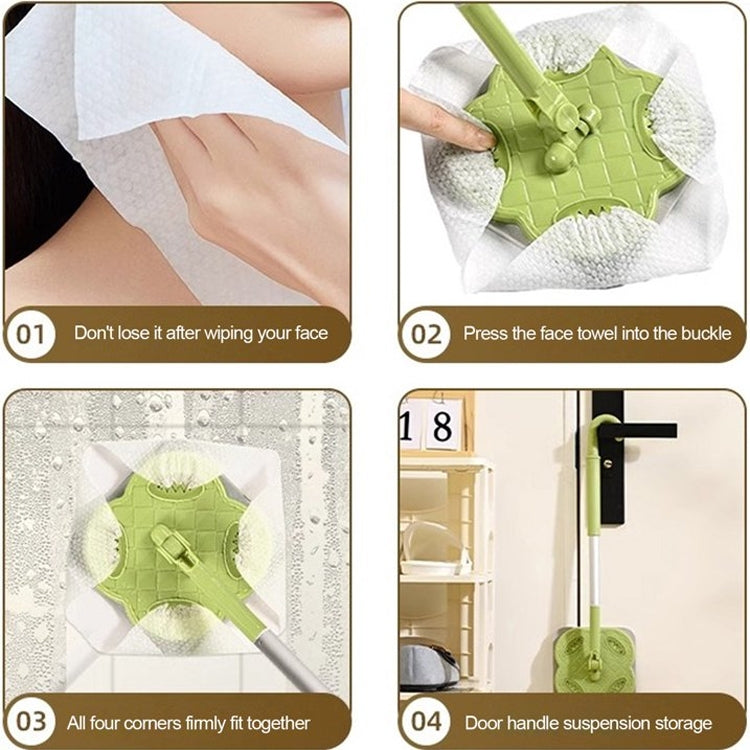 Electrostatic Dust Removal Paper Facial Towel Special Mop Cleaning Tool, Spec: 4-section Pole Green