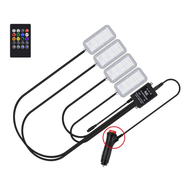 Eight-Color LED Voice Control Car Music Rhythm Atmosphere Light, Specification: 12V Cigarette Lighter Remote Control