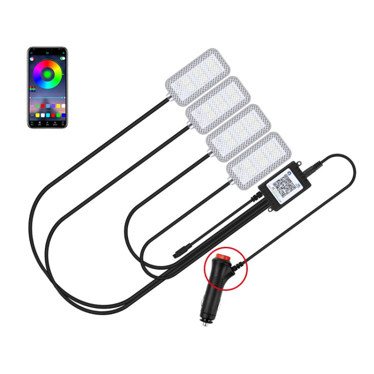 Eight-Color LED Voice Control Car Music Rhythm Atmosphere Light, Specification: 12V Cigarette Lighter APP