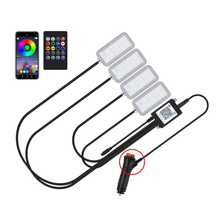 Eight-Color LED Voice Control Car Music Rhythm Atmosphere Light, Specification: 12V Cigarette Lighter APP + Remote Control