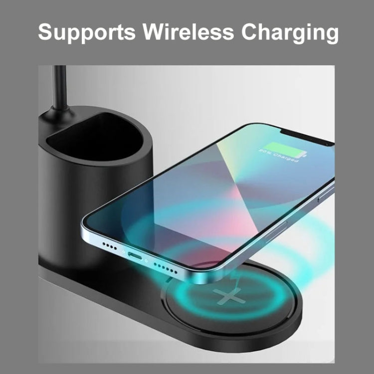 HT-513 3-in-1 15W Wireless Phone Charging Desktop Pen Holder Table Lamp