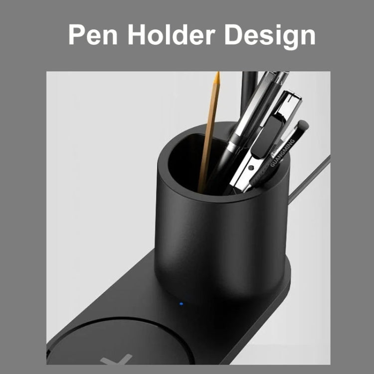 HT-513 3-in-1 15W Wireless Phone Charging Desktop Pen Holder Table Lamp