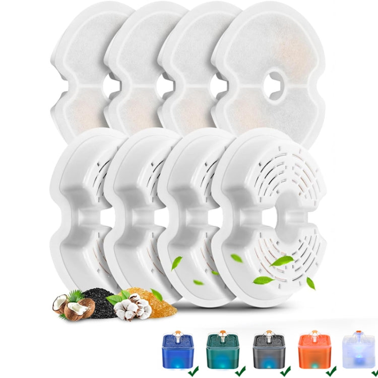 4pcs /Box Pet Water Fountain Replacement Filters Multiple Filtration Cat Drinking Fountain Filters