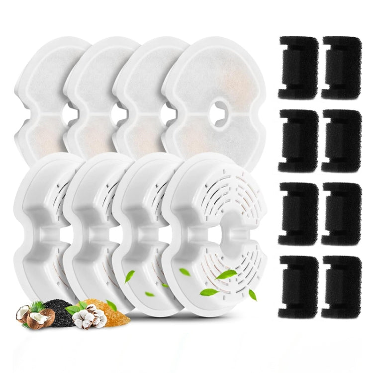 8+8pcs /Box Pet Water Fountain Replacement Filters Multiple Filtration Cat Drinking Fountain Filters With Pre-Filter Sponges