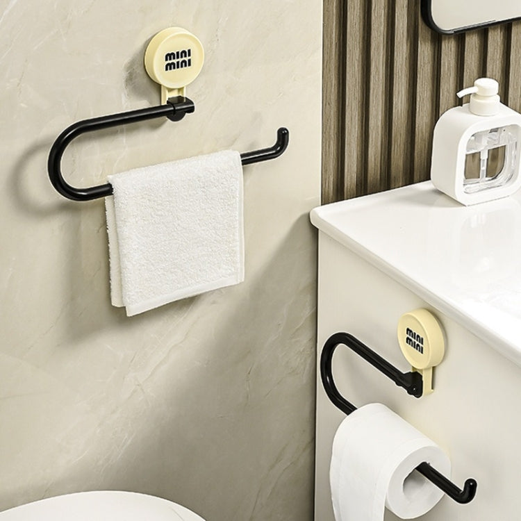 Wall-Mounted Suction Cup Roll Tissue Holder Storage Hook For Cling Film Rag And Towel - Cream