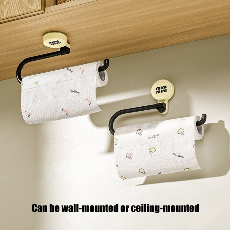 Wall-Mounted Suction Cup Roll Tissue Holder Storage Hook For Cling Film Rag And Towel - Cream