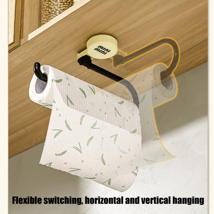 Wall-Mounted Suction Cup Roll Tissue Holder Storage Hook For Cling Film Rag And Towel - Cream