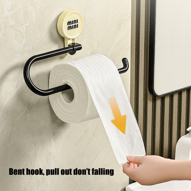 Wall-Mounted Suction Cup Roll Tissue Holder Storage Hook For Cling Film Rag And Towel - Cream