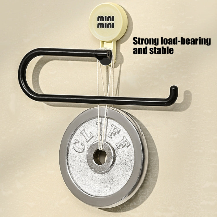 Wall-Mounted Suction Cup Roll Tissue Holder Storage Hook For Cling Film Rag And Towel - Cream