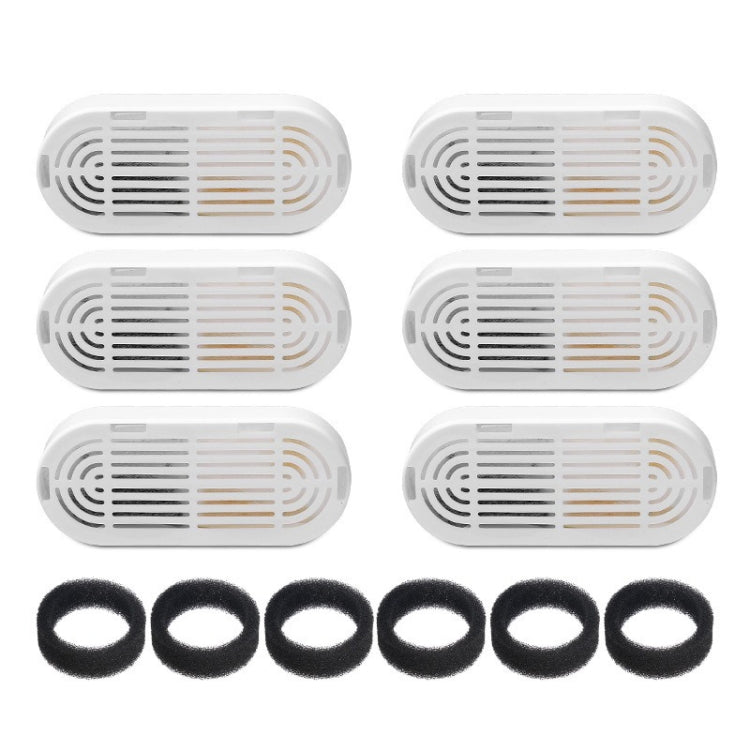6+6pcs /Box Pet Water Fountain Replacement Filters Dog And Cat Drinking Water Filter Cartridges With Pre-Filter Sponges