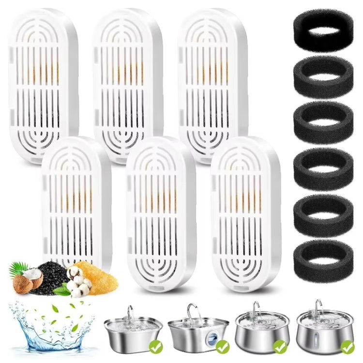 9+9pcs /Box Pet Water Fountain Replacement Filters Dog And Cat Drinking Water Filter Cartridges With Pre-Filter Sponges