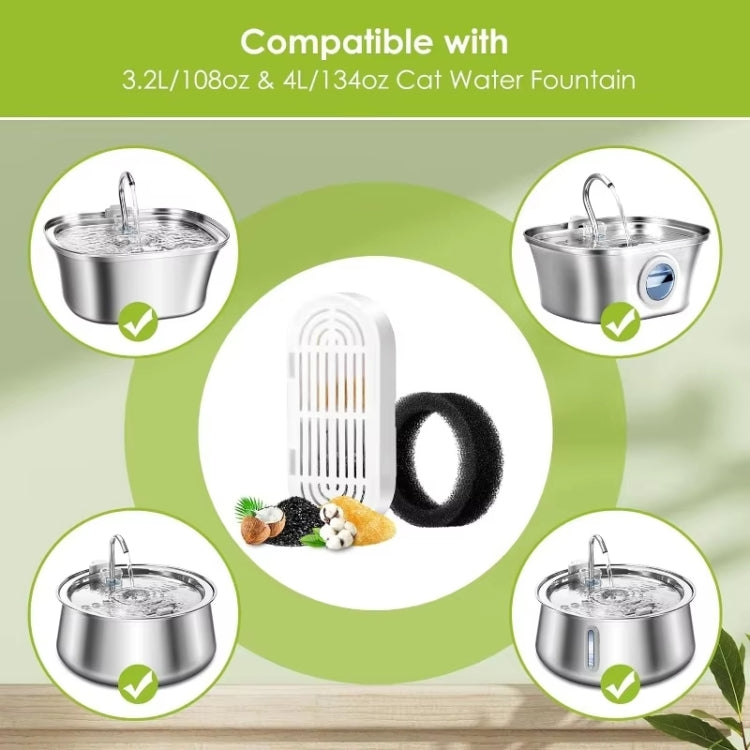 3+3pcs /Box Pet Water Fountain Replacement Filters Dog And Cat Drinking Water Filter Cartridges With Pre-Filter Sponges