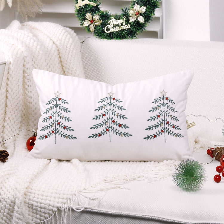 30x50cm Christmas Tree Embroidery Pillowcase Holiday Decoration Cushion Cover, Pillow Core Not Included