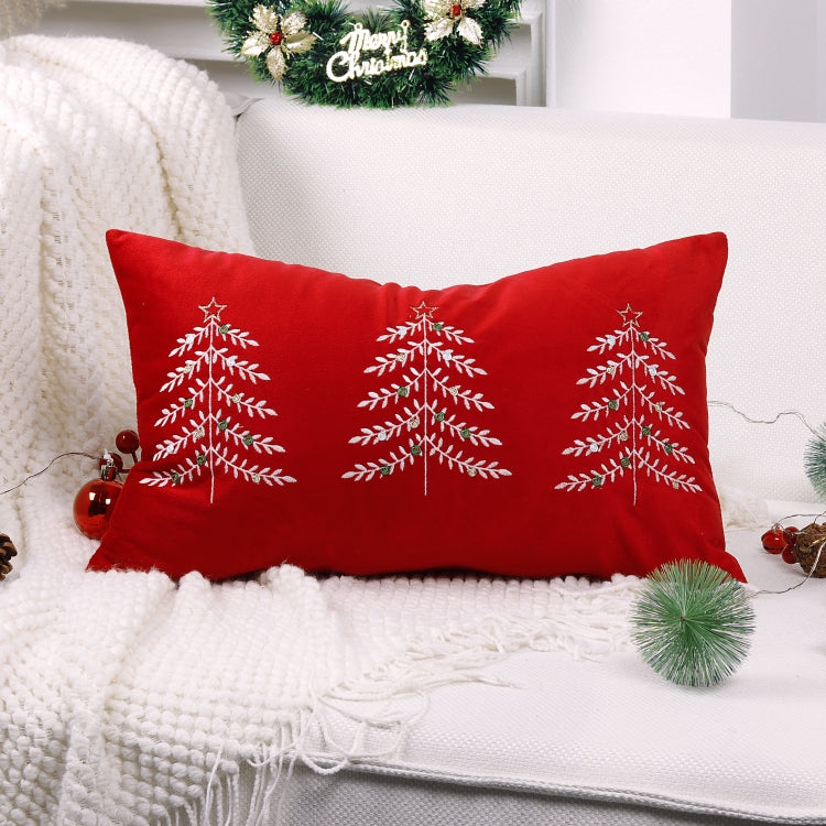 30x50cm Christmas Tree Embroidery Pillowcase Holiday Decoration Cushion Cover, Pillow Core Not Included