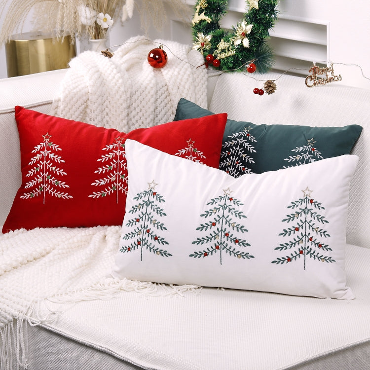 30x50cm Christmas Tree Embroidery Pillowcase Holiday Decoration Cushion Cover, Pillow Core Not Included