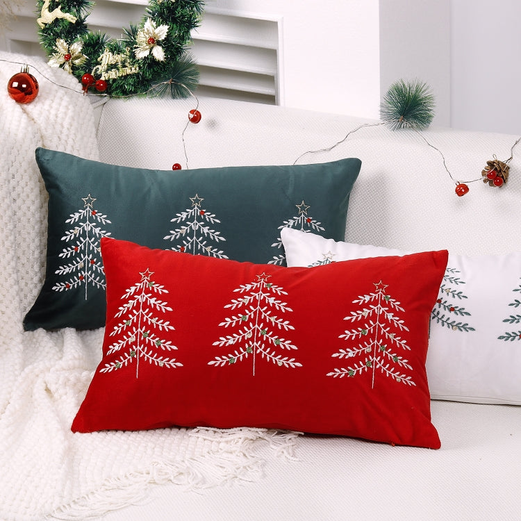 30x50cm Christmas Tree Embroidery Pillowcase Holiday Decoration Cushion Cover, Pillow Core Not Included
