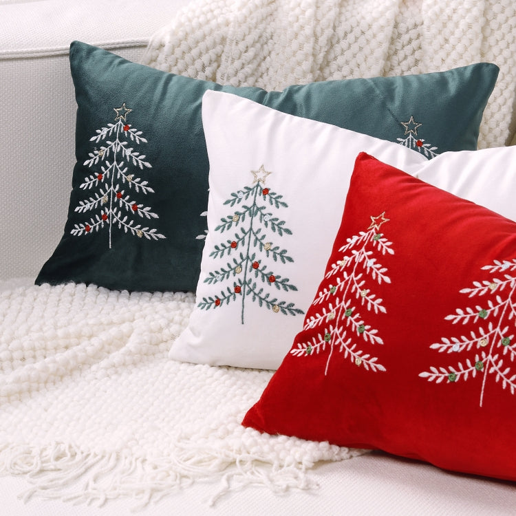 30x50cm Christmas Tree Embroidery Pillowcase Holiday Decoration Cushion Cover, Pillow Core Not Included