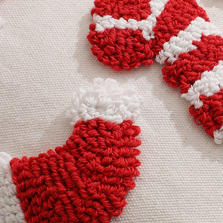 30x50cm Simple Christmas Tufted Pillowcase Circle Velvet Trimmed Cushion Cover, Pillow Core Not Included