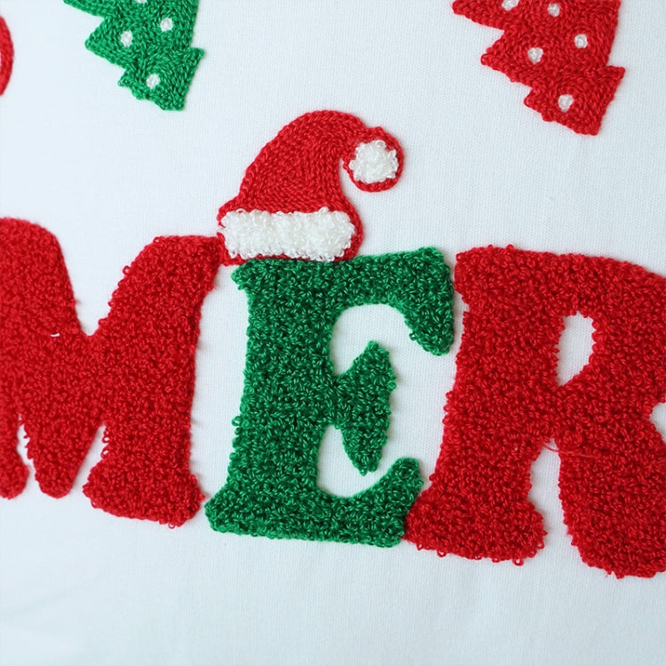 Christmas Embroidery Pillowcase Canvas Sofa Cushion Cover, Pillow Core Not Included, Style: 45x45cm Penguin Car