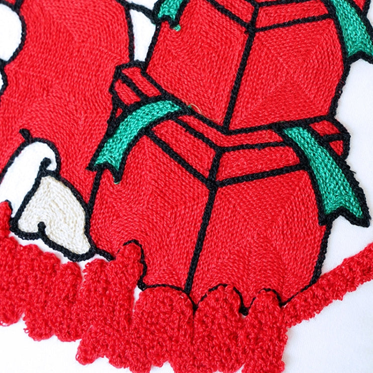 Christmas Embroidery Pillowcase Canvas Sofa Cushion Cover, Pillow Core Not Included, Style: 45x45cm Sock Cane