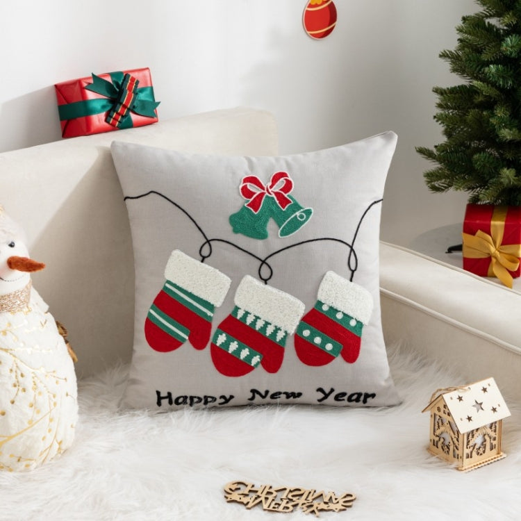 45x45cm Christmas Decoration Pillowcase Cartoon Printing Embroidery Pillow Cushion, Pillow Core Not Included, Style: Type 4