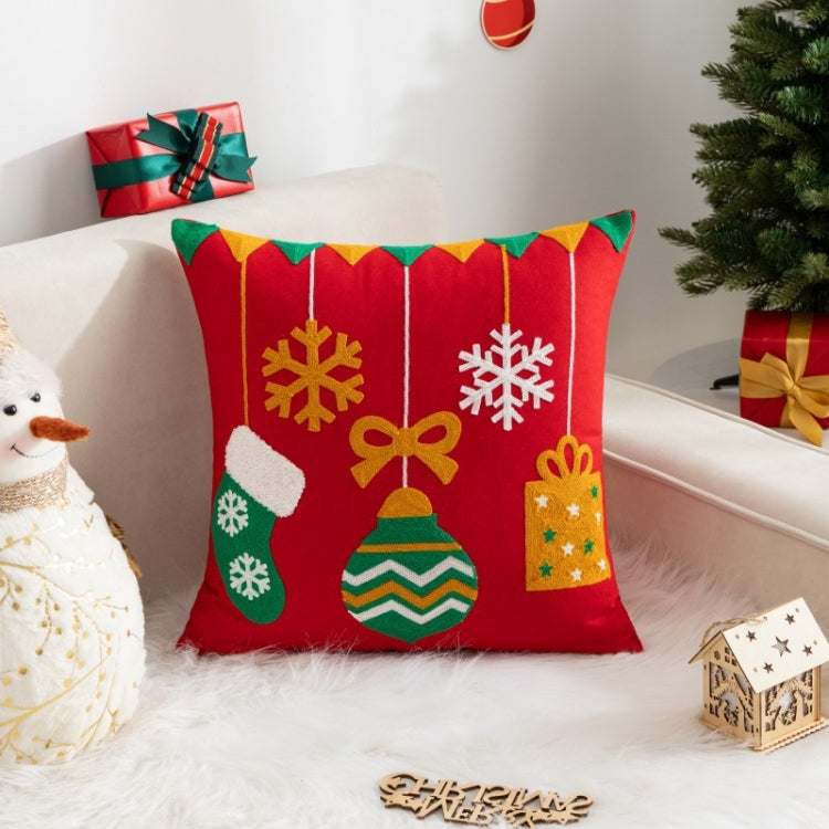 45x45cm Christmas Decoration Pillowcase Cartoon Printing Embroidery Pillow Cushion, Pillow Core Not Included, Style: Type 8