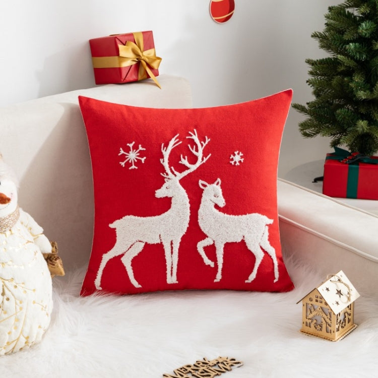 45x45cm Christmas Decoration Pillowcase Cartoon Printing Embroidery Pillow Cushion, Pillow Core Not Included, Style: Type 9