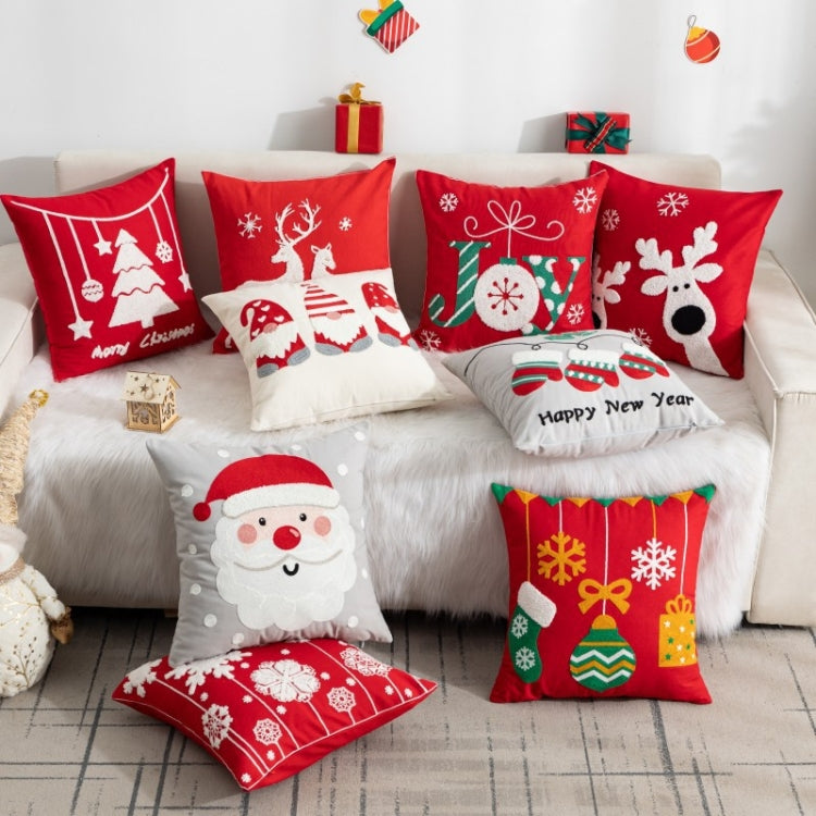 45x45cm Christmas Decoration Pillowcase Cartoon Printing Embroidery Pillow Cushion, Pillow Core Not Included, Style: Type 4