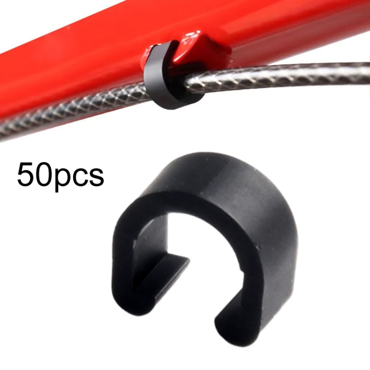 50pcs Bicycle Brake Gearshift Cable Tube Fixing Plastic C-shaped Buckle - Black