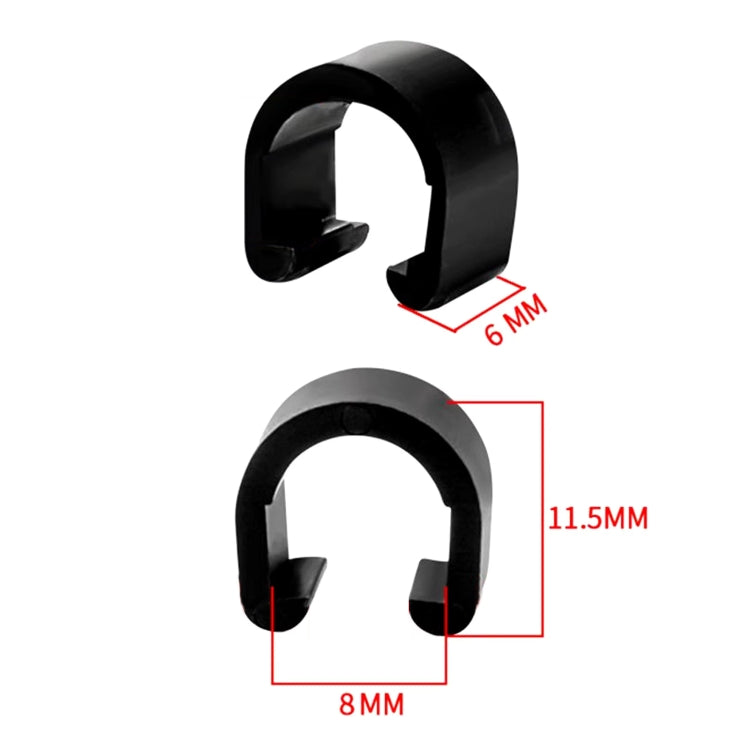 50pcs Bicycle Brake Gearshift Cable Tube Fixing Plastic C-shaped Buckle - Black