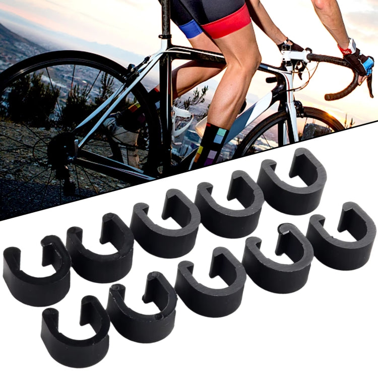 50pcs Bicycle Brake Gearshift Cable Tube Fixing Plastic C-shaped Buckle - Black