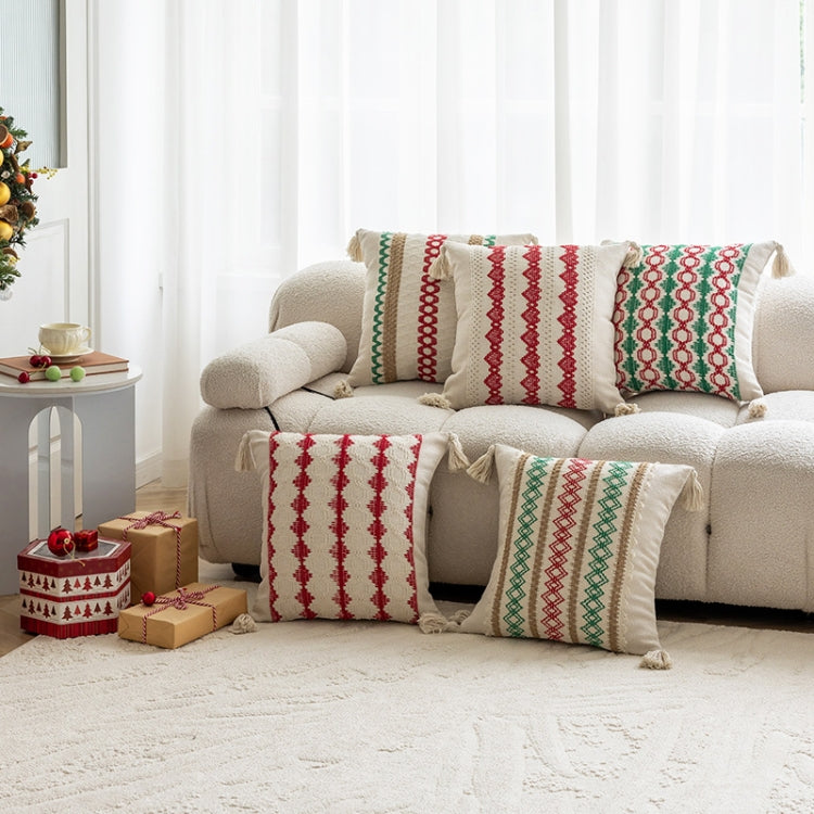 45x45cm Christmas Jacquard Sofa Pillowcase Simple Recliner Pillow Cover, Pillow Core Not Included, Style: Christmas Ring