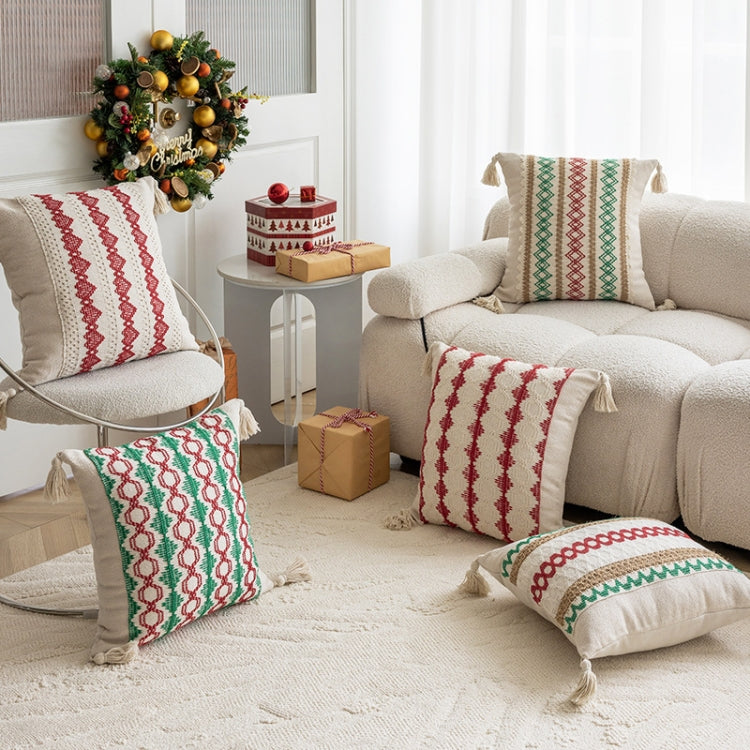 45x45cm Christmas Jacquard Sofa Pillowcase Simple Recliner Pillow Cover, Pillow Core Not Included, Style: Christmas Tree Wave