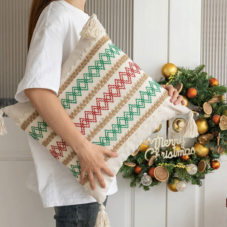 45x45cm Christmas Jacquard Sofa Pillowcase Simple Recliner Pillow Cover, Pillow Core Not Included, Style: Christmas Ring Wave