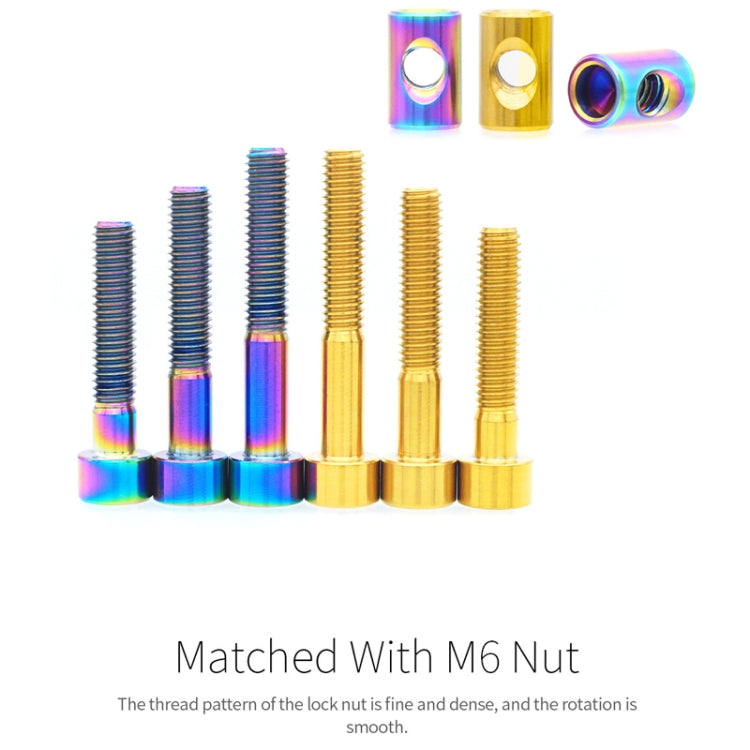 Bicycle Titanium Alloy Seat Post Locking Screws, Color: M6x30 Colorful