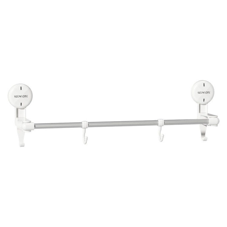Suction Cup Towel Rack Home Rotating Shelf Kitchen Bathroom Storage Hanger Movable Hooks - White