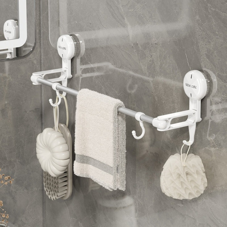 Suction Cup Towel Rack Home Rotating Shelf Kitchen Bathroom Storage Hanger Movable Hooks - White