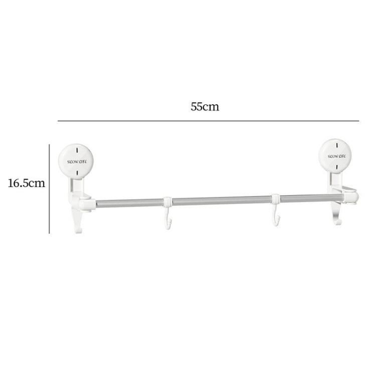 Suction Cup Towel Rack Home Rotating Shelf Kitchen Bathroom Storage Hanger Movable Hooks - White