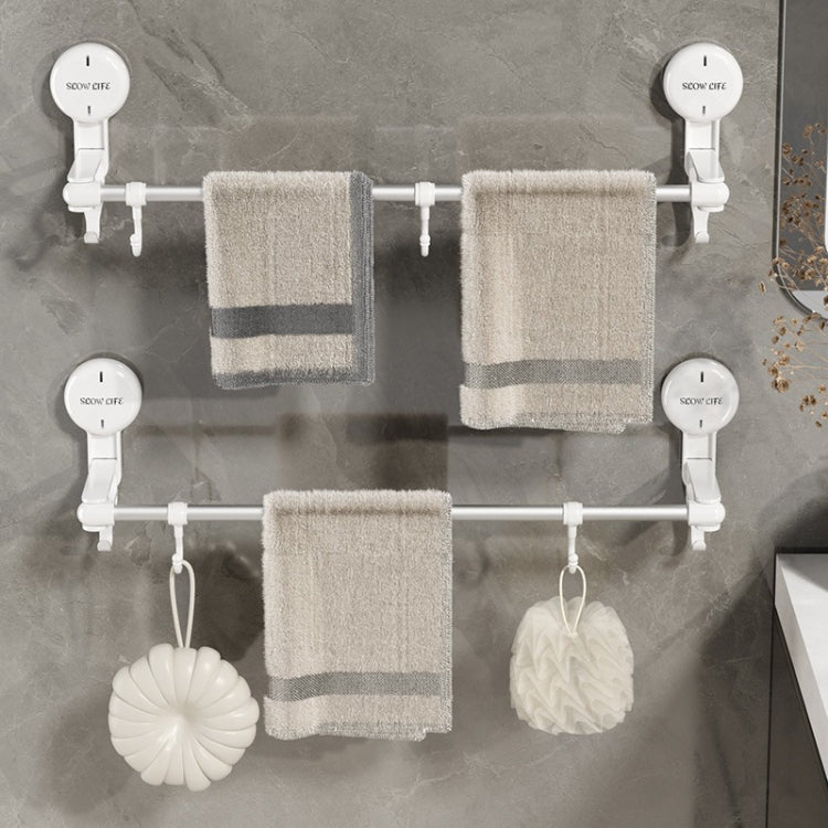 Suction Cup Towel Rack Home Rotating Shelf Kitchen Bathroom Storage Hanger Movable Hooks - White