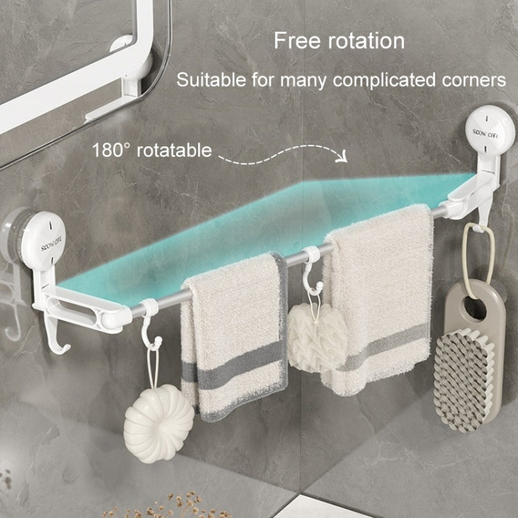 Suction Cup Towel Rack Home Rotating Shelf Kitchen Bathroom Storage Hanger Movable Hooks - White