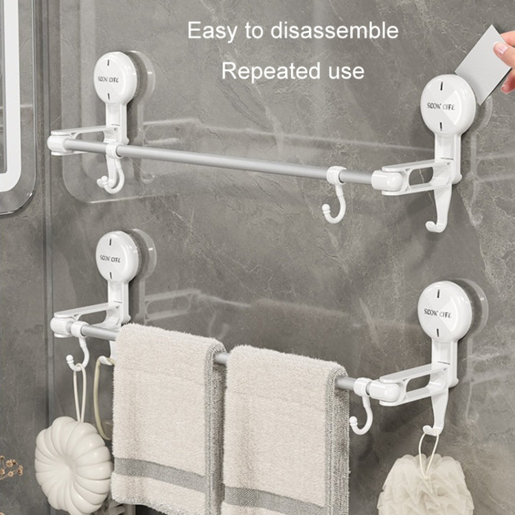 Suction Cup Towel Rack Home Rotating Shelf Kitchen Bathroom Storage Hanger Movable Hooks - White