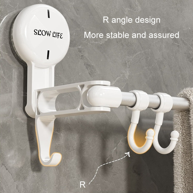 Suction Cup Towel Rack Home Rotating Shelf Kitchen Bathroom Storage Hanger Movable Hooks - White