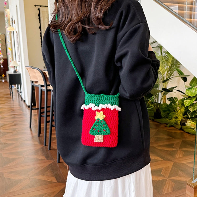Christmas Finished Wool Crochet Mobile Phone Bag Shoulder Crossbody Bag