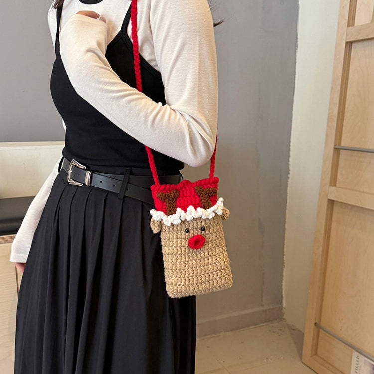 Christmas Finished Wool Crochet Mobile Phone Bag Shoulder Crossbody Bag