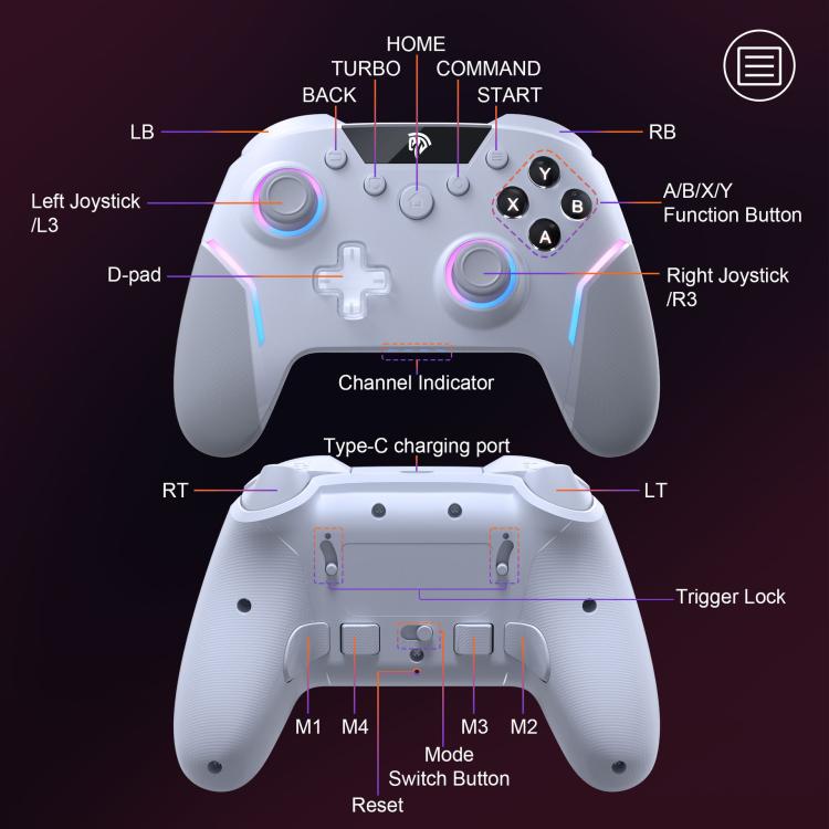 EasySMX  X20 Wireless Enhanced RGB Controller For PC/NS/TV/Phone/Laptop - White
