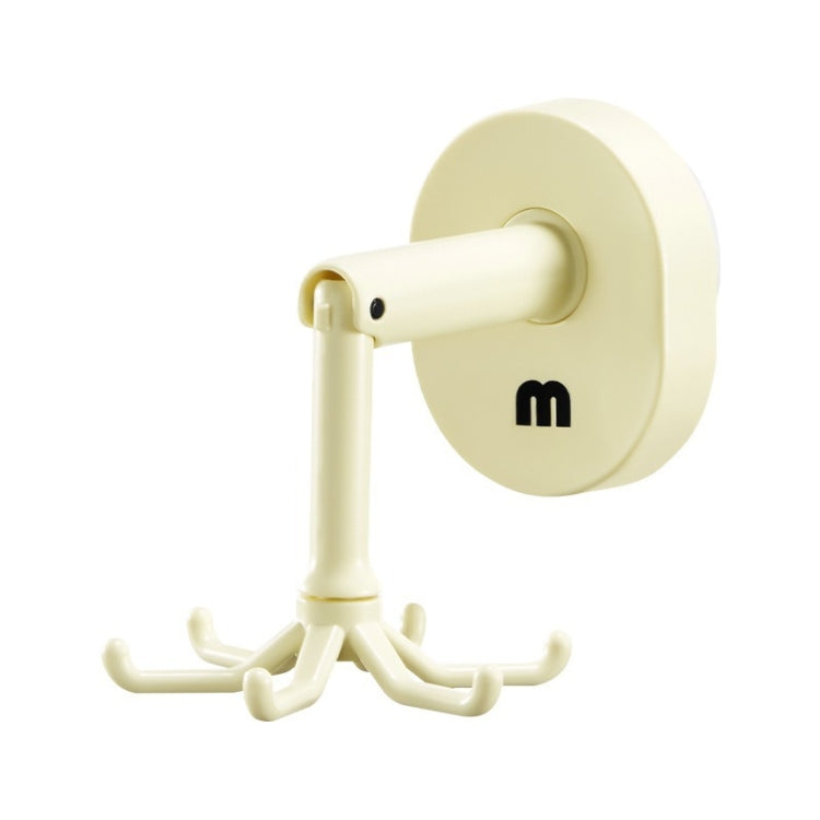Suction Cup 6 Claws Rotating Hooks Wall Mounted Spatula Spoon Hanger No Punch Kitchenware Storage Shelf - Cream Color