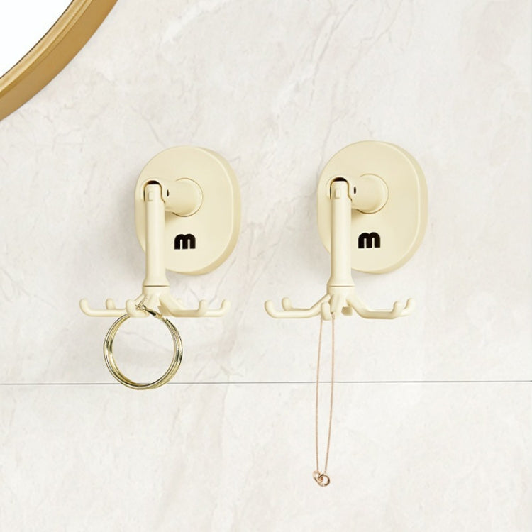 Suction Cup 6 Claws Rotating Hooks Wall Mounted Spatula Spoon Hanger No Punch Kitchenware Storage Shelf - Cream Color