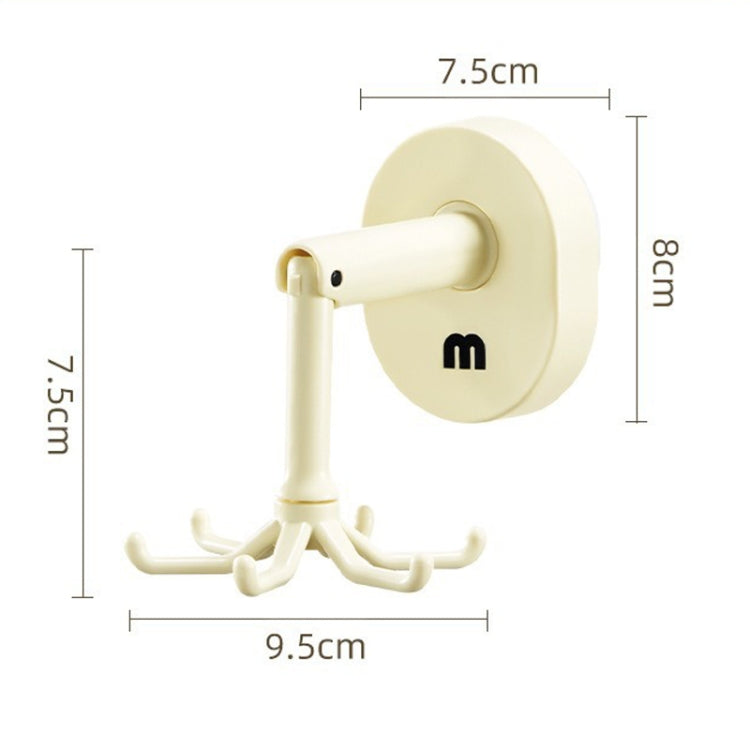 Suction Cup 6 Claws Rotating Hooks Wall Mounted Spatula Spoon Hanger No Punch Kitchenware Storage Shelf - Cream Color