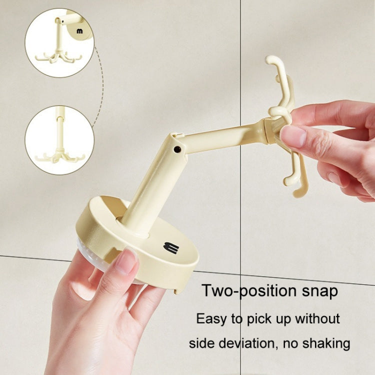 Suction Cup 6 Claws Rotating Hooks Wall Mounted Spatula Spoon Hanger No Punch Kitchenware Storage Shelf - Cream Color